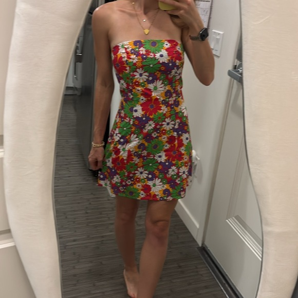 Peppermayo Floral Strapless Dress mini back zipper new with tags - Picture 6 of 6